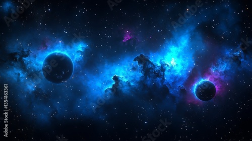 Two planets residing in vibrant and luminous space scenery