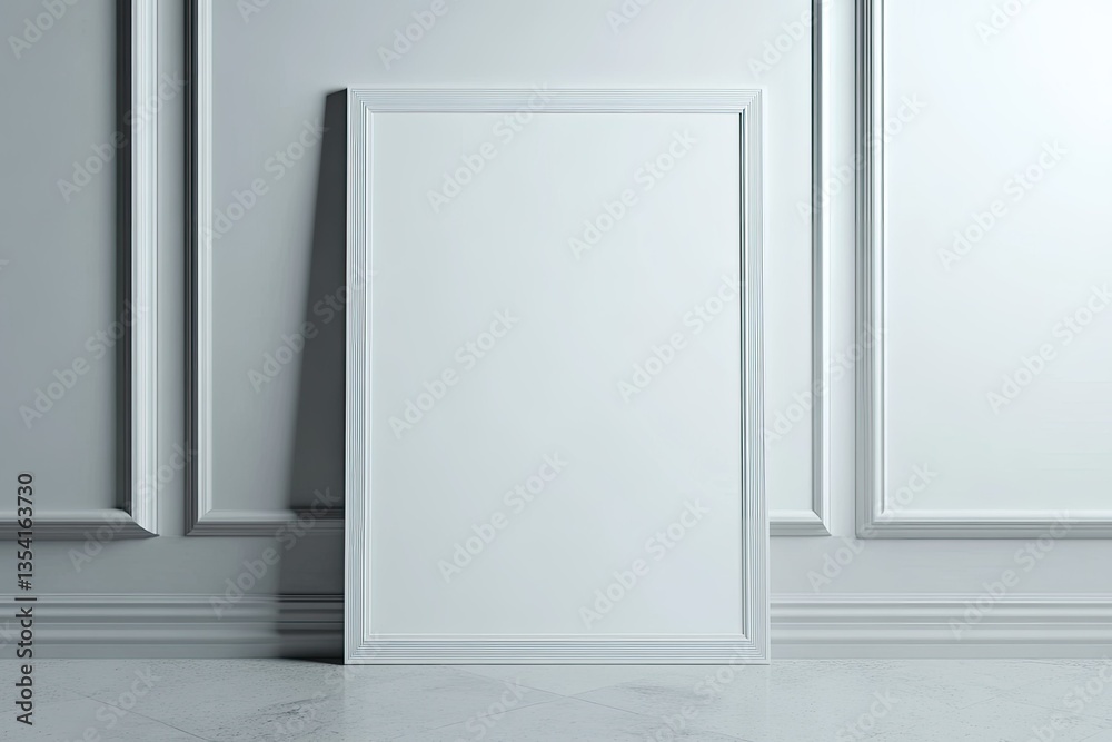 High Detail Image of a White Poster with a White Frame on the Bottom