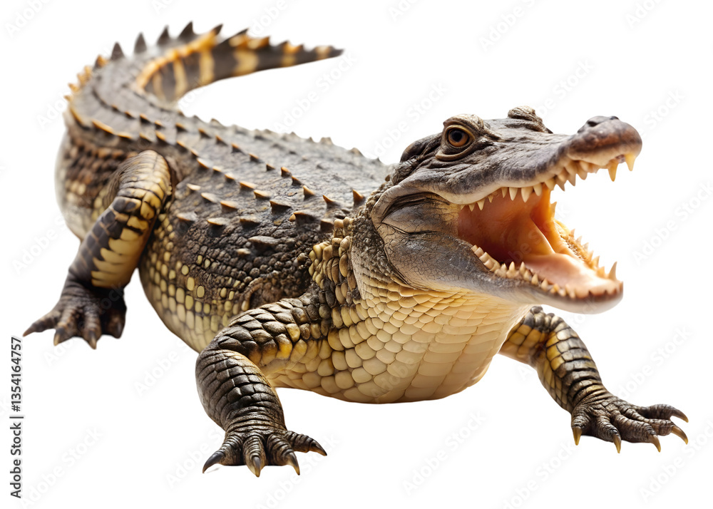 full body crocodile on a transparent background