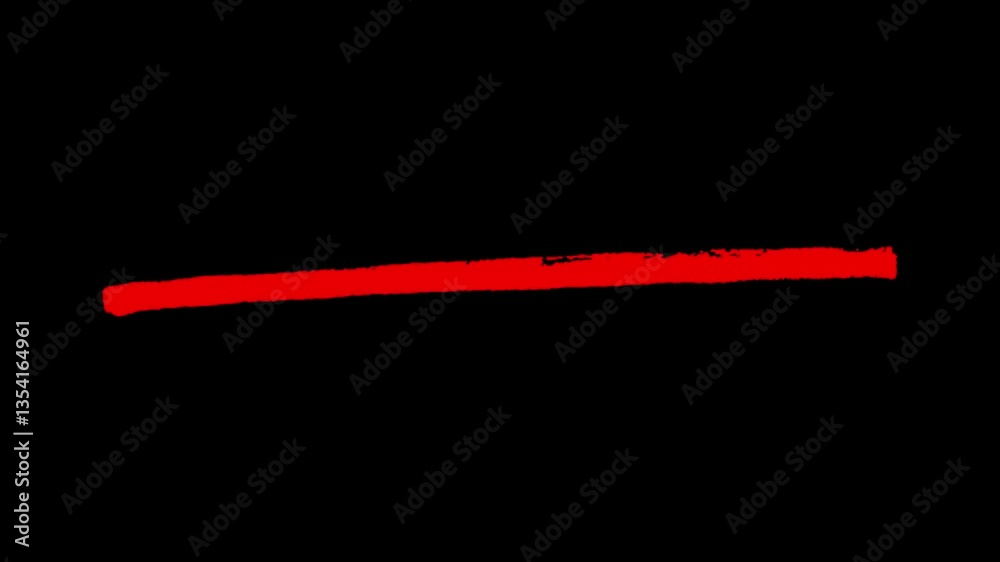 Red brush stroke underline highlight line animation with alpha channel, scribble doodle transparent background video