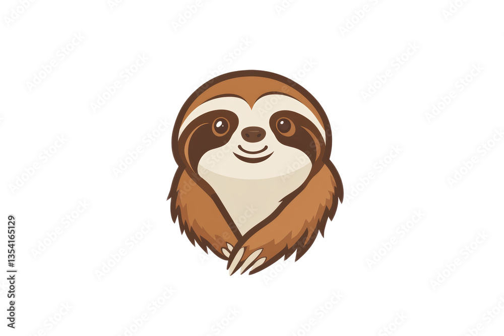 Obraz premium A cute brown and white sloth with a smile on its face
