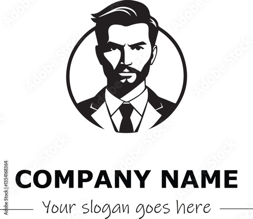 a man silhouette black and white for logo company vector image
