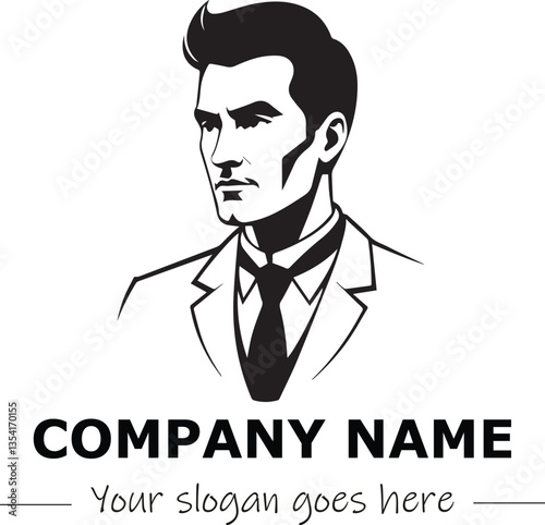 a man silhouette black and white for logo company vector image