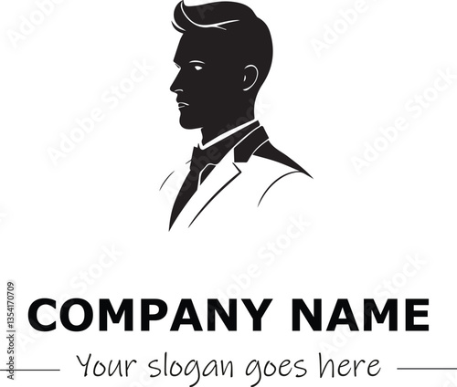 a man silhouette black and white for logo company vector image