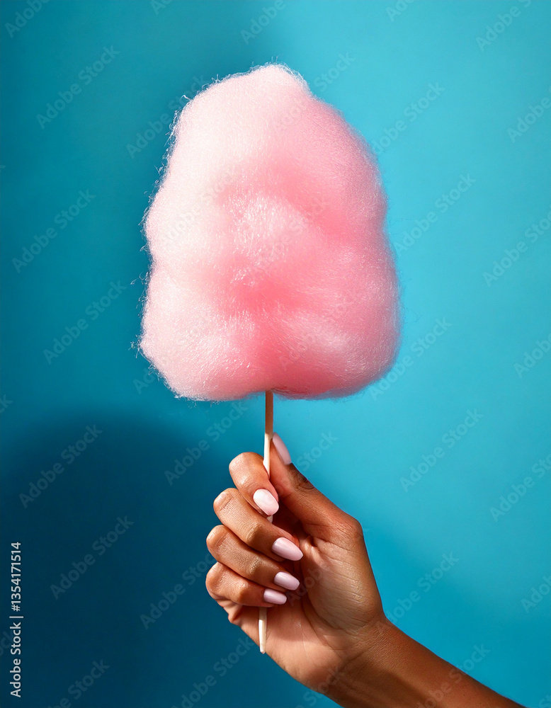 hand holding a pink cotton candy