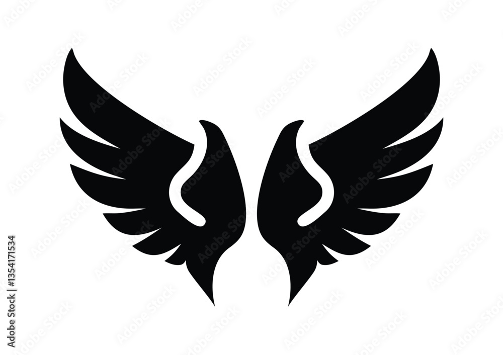 Black Wing Icons Set - 24 Abstract Stylized Vector Designs