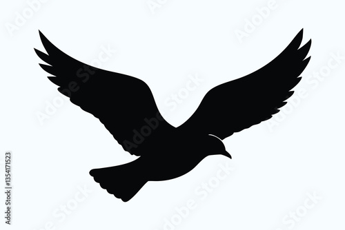 Minimalist Black and White Silhouette of Various Birds in Flight