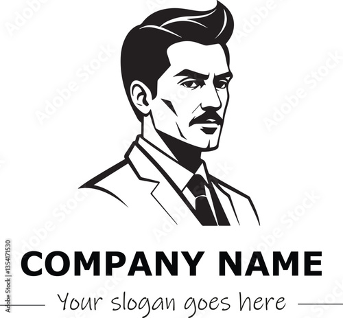 a man silhouette black and white for logo company vector image