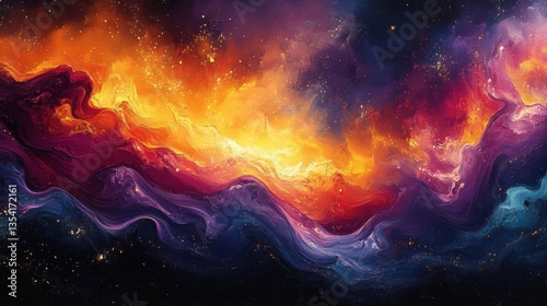 Abstract painting with vibrant colors . Fantasy concept , Illustration painting