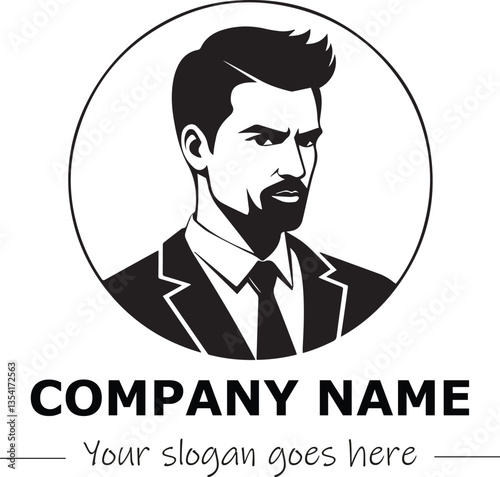 a man silhouette black and white for logo company vector image