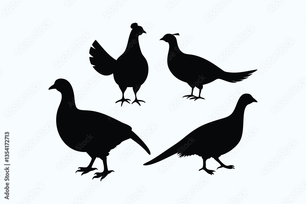 Silhouette of Three Birds - Black Bird Silhouettes on White Background Silhouette of Three Birds - Black Bird Silhouettes on White Background