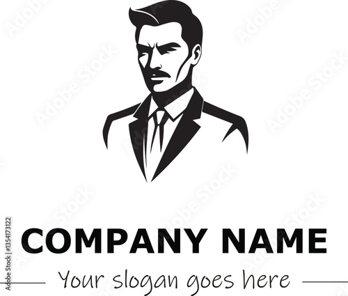 a man silhouette black and white for logo company vector image