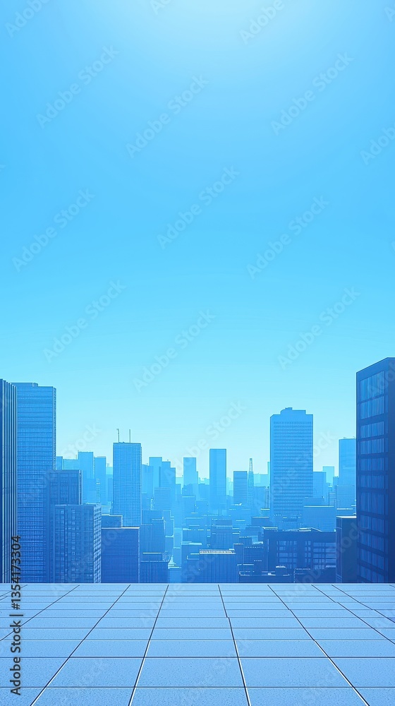 Rooftop View Over Cityscape Under Clear Blue Sky Rooftop View Over Cityscape Under Clear Blue Sky