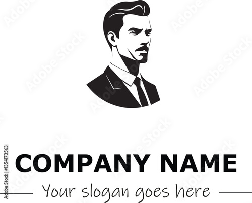 a man silhouette black and white for logo company vector image