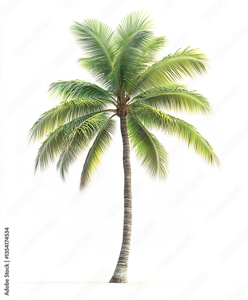 Obraz premium Tall palm tree isolated on white background