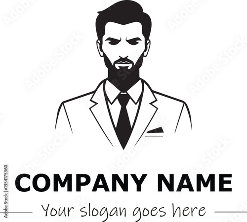 a man silhouette black and white for logo company vector image