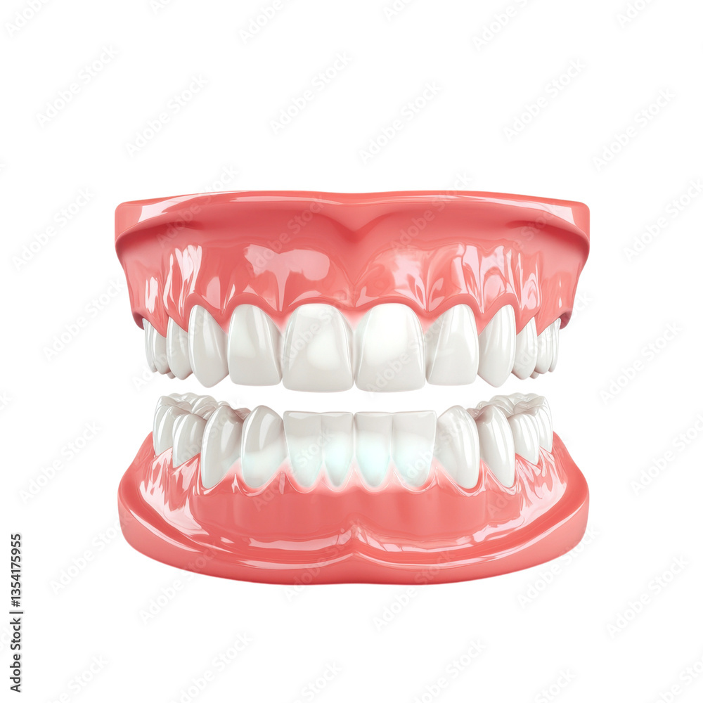 Obraz premium Dentures on a transparent background. Concept of dental health, prosthetics, and oral hygiene.