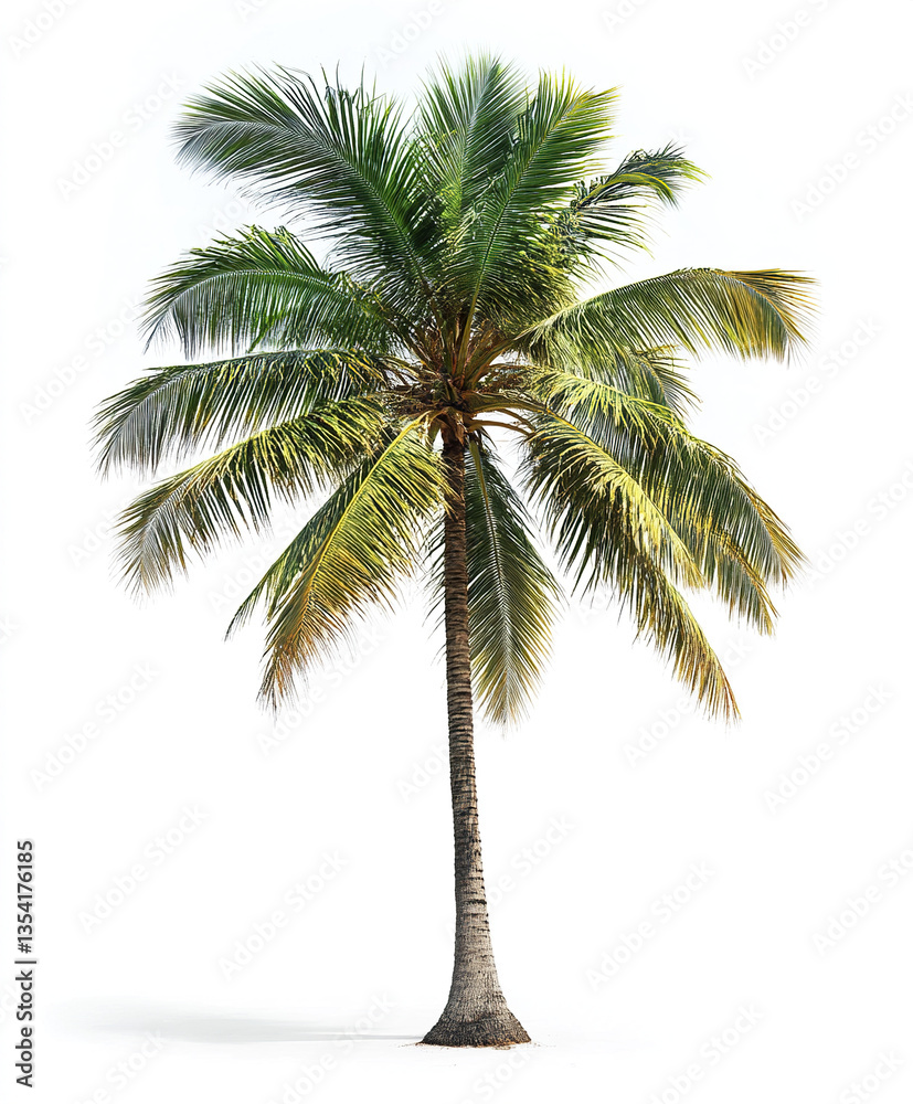 Obraz premium Tall palm tree isolated on white background