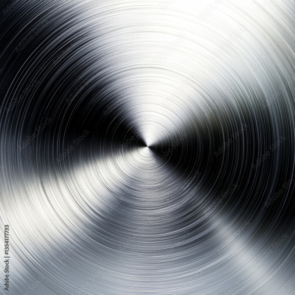 Captivating close-up of a metallic surface with a radial brushed effect. Captivating close-up of a metallic surface with a radial brushed effect.