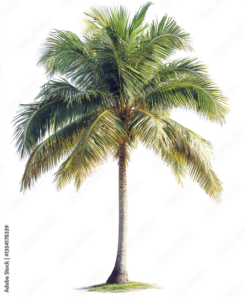 Obraz premium lush palm tree isolated on white background