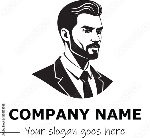 a man silhouette black and white for logo company vector image
