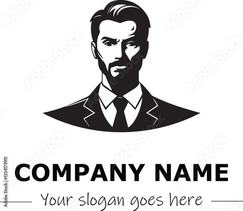 a man silhouette black and white for logo company vector image