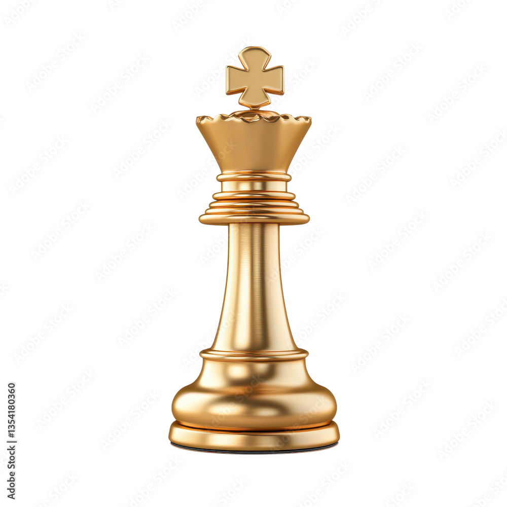 Golden chess king piece on transparent background. Concept of strategy, leadership, and power. Golden chess king piece on transparent background. Concept of strategy, leadership, and power.