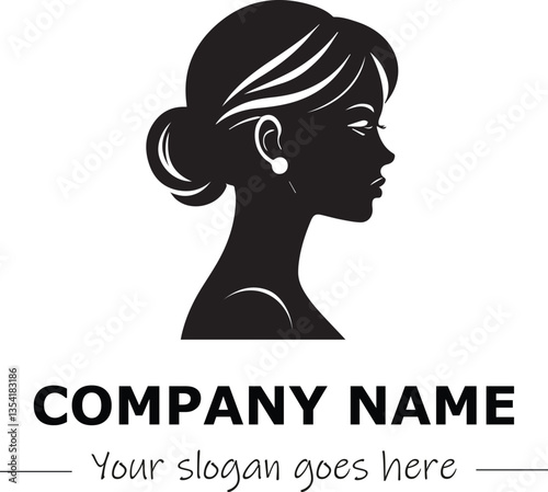 a woman silhouette black and white for logo company vector image