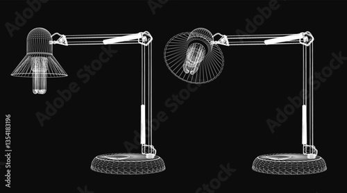 Two drawings of a lamp with a light on it. The first drawing is of a lamp with a light on it and the second drawing is of a lamp with a light off