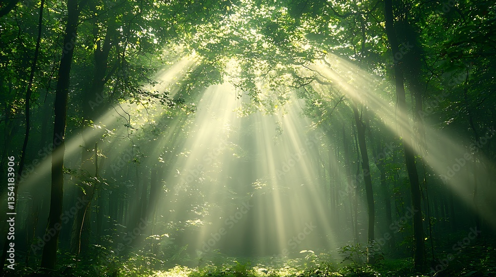 Sunbeams in Lush Forest Sunbeams in Lush Forest