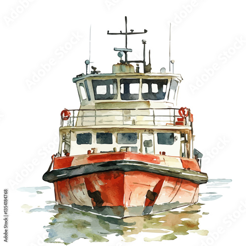 A Car Ferry, watercolor drawing vector, high quality, isolated on a white background.