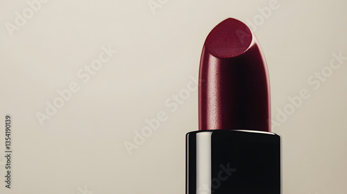 This striking burgundy lipstick embodies sophistication and self-expression, inviting bold beauty choices.