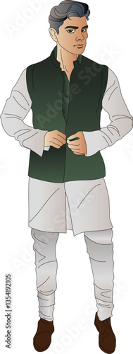 young Indian Asian man in traditional wear 