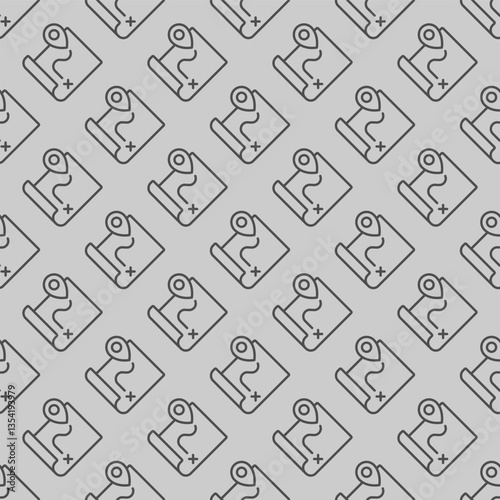 Route map and location pin line seamless pattern, marine navigation theme. Vector graphics. Map paper with geolocation sign with background, repeat line icon.
