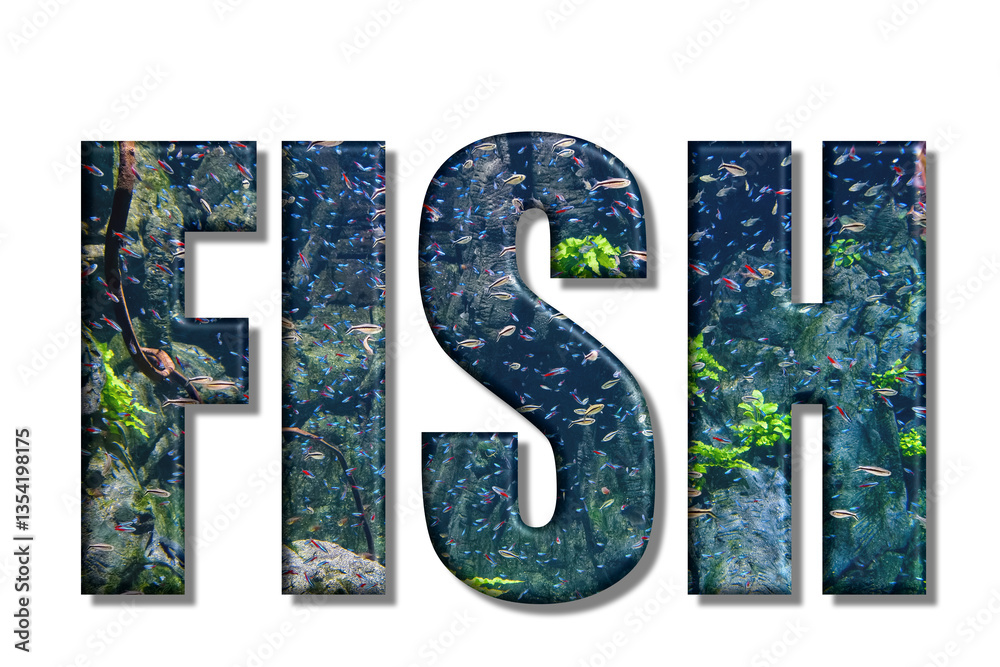 Colorful fish swimming in a vibrant underwater habitat with plants and rocks creates a dynamic aquatic environment