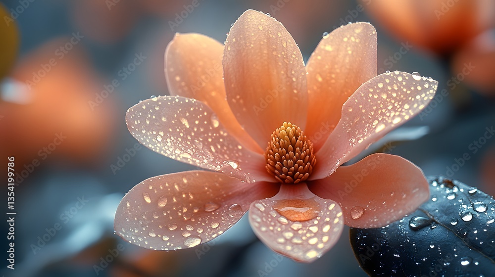 Fototapeta premium Dew-Kissed Magnolia Bloom