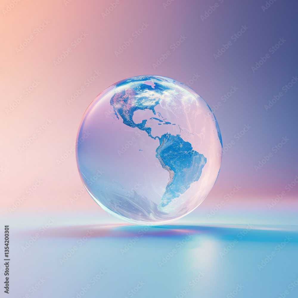 Crystal Globe Collection – Minimalist Earth Glass Sphere in Soft Gradient Tones Crystal Globe Collection – Minimalist Earth Glass Sphere in Soft Gradient Tones