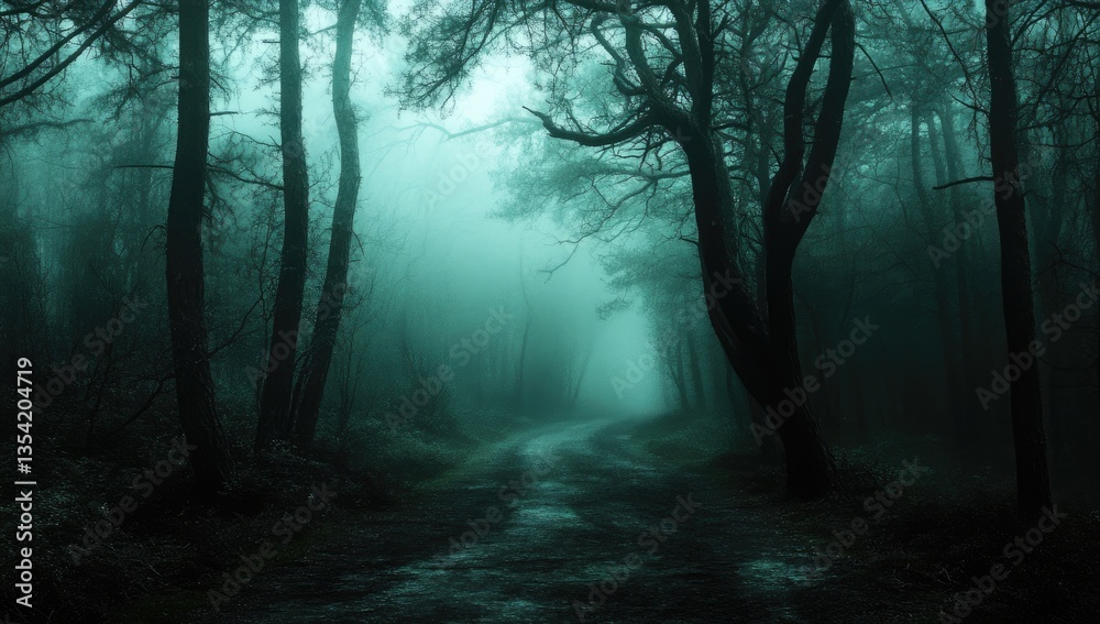 Naklejka premium Misty Forest Path