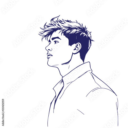 Continuous one line art drawing man face design vector illustration.