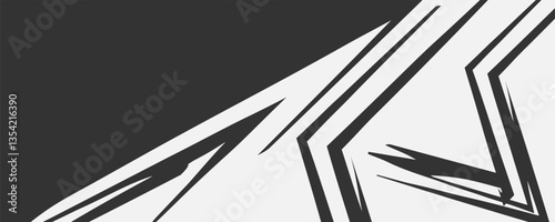 Abstract black and white background with spikes and zigzag line pattern