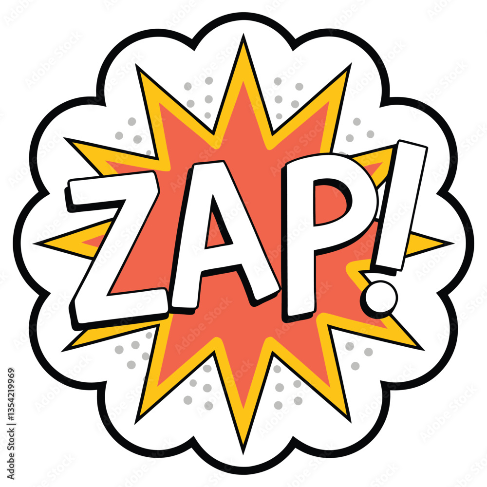 Retro Comic ZAP! Blast with Starburst and Speech Bubble Pop Art Explosion Design Retro Comic ZAP! Blast with Starburst and Speech Bubble Pop Art Explosion Design