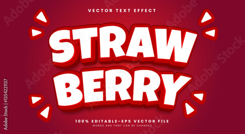 Straw berry 3d editable text effect template suitable for food products