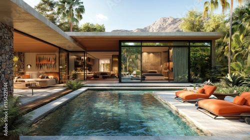 Wallpaper Mural Desert Modern Home Poolside Relaxation Vista Torontodigital.ca