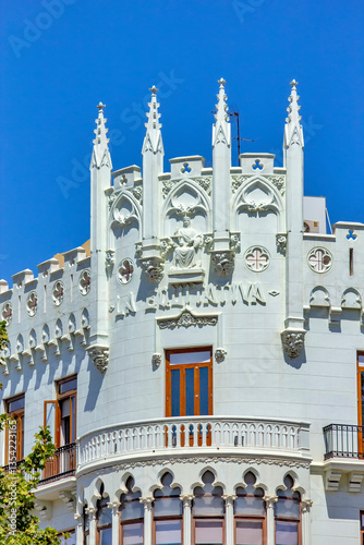 Obraz na płótnie La Equitativa Building in Valencia, located at Plaza del Ayuntamiento, Spain w salonie