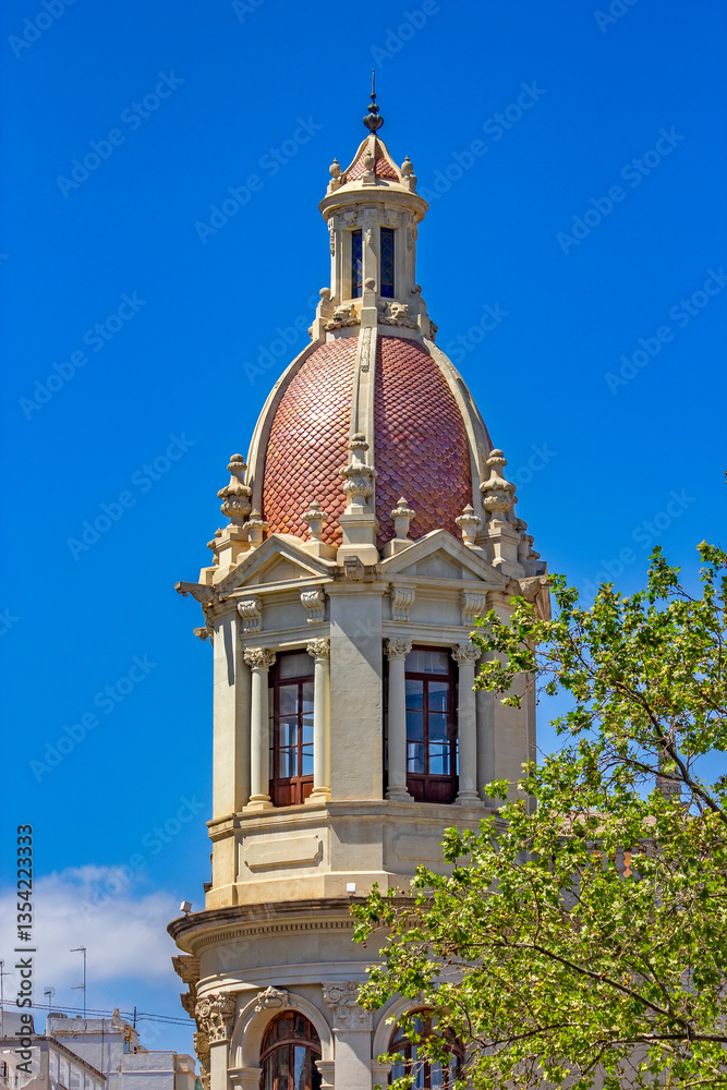 Part of the Valencia City Hall, located in Plaza del Ayuntamiento in Valencia, Spain.