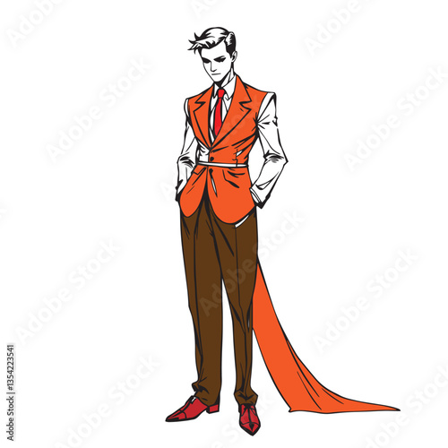 Continuous one line art drawing man stylist dress design vector illustration.
