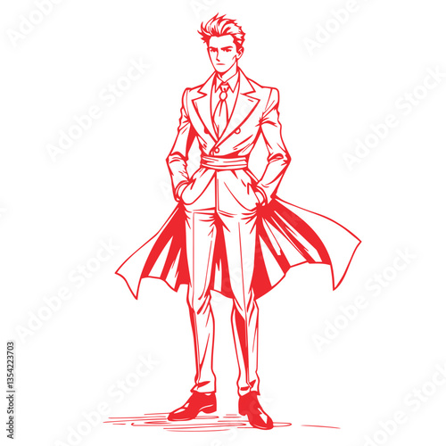 Continuous one line art drawing man stylist dress design vector illustration.