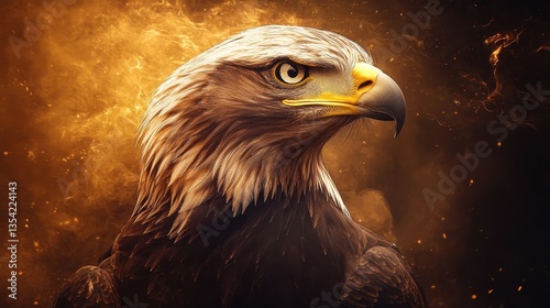Obraz na płótnie majestic golden eagle in fiery background w salonie