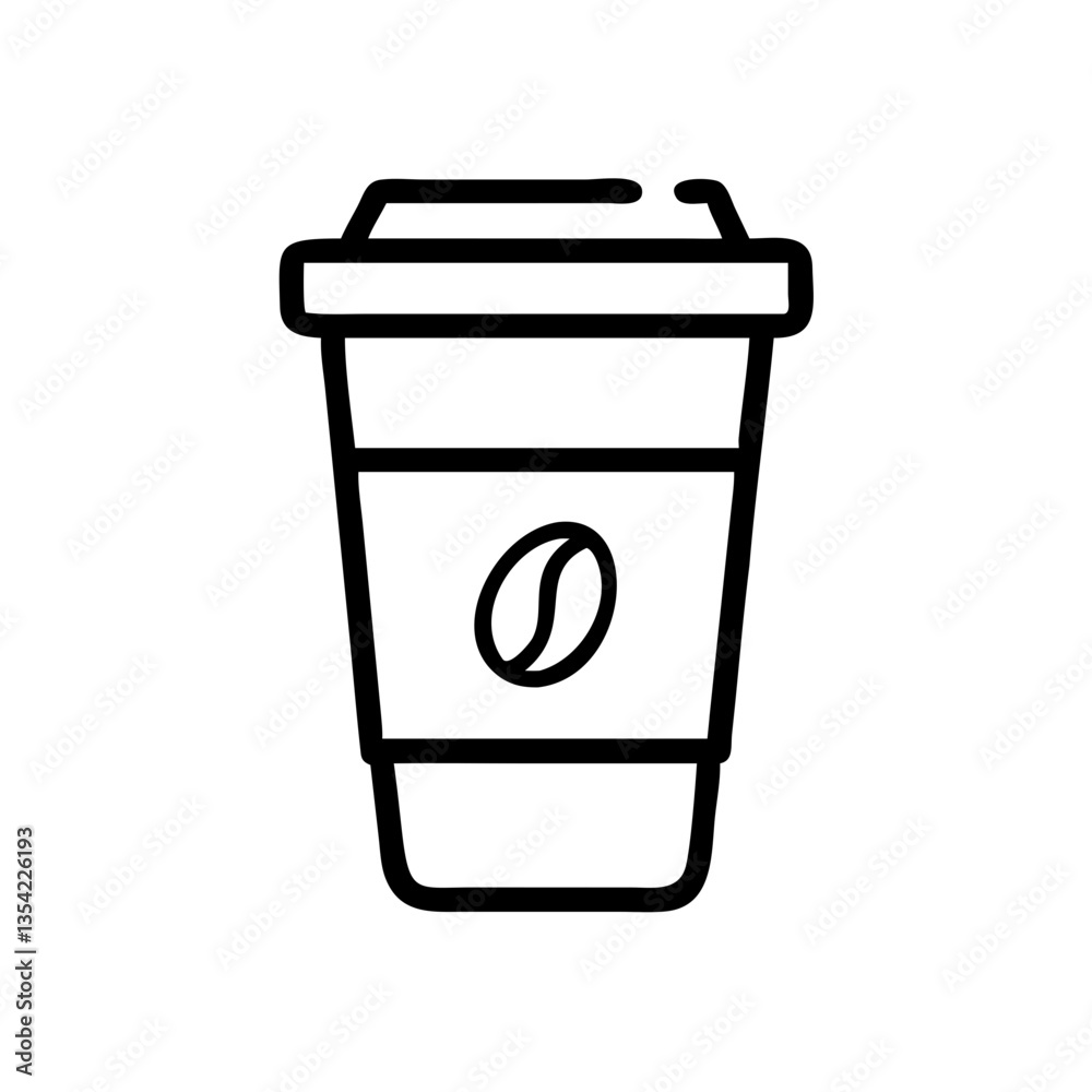 Coffee cup icon in minimalist style with black outline Coffee cup icon in minimalist style with black outline