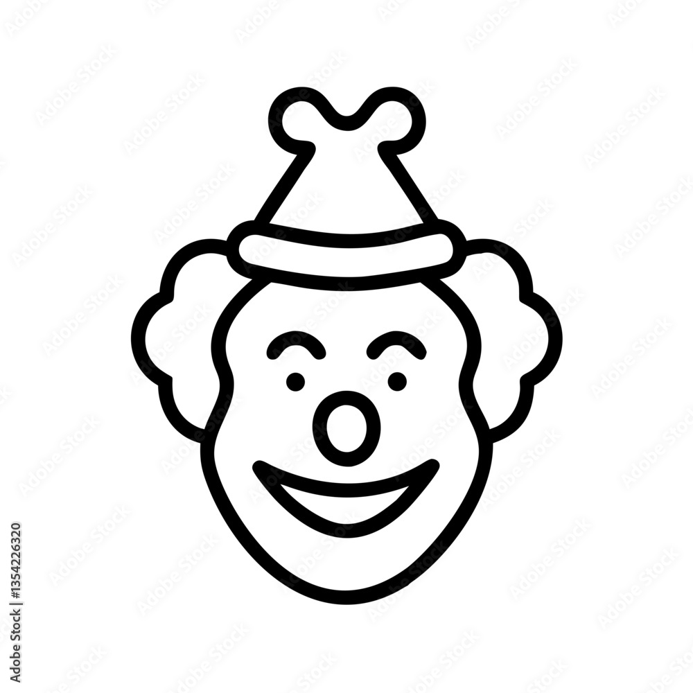 Clown icon smiling with a playful expression on a simple background Clown icon smiling with a playful expression on a simple background